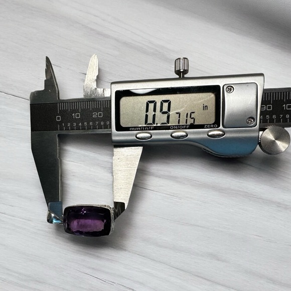 Large Emerald Cut Amethyst Sterling Silver Necklace - Picture 7 of 11